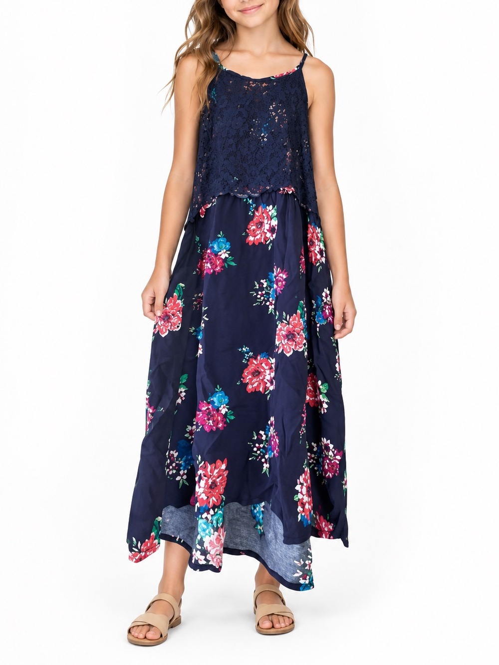 🔥 5 for $30 🔥 Art Class Girls Floral and Lace Dress, Large 10/12